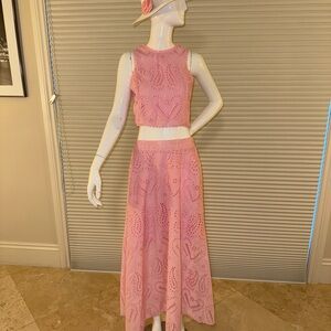 Elegant Pink Eyelet Skirt